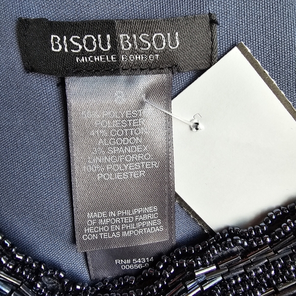 NWT Bisou Bisou Jeweled Neckline Halter Dress Gray Satin Sz. 8 - Picture 16 of 17